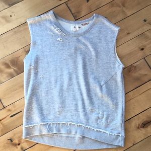 Sundry distressed sleeveless sweatshirt